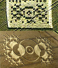 Confronto fra l'ultima parte dell' Arecibo Reply e il crop apparso sullo stesso campo l'anno prima, nel 2000.